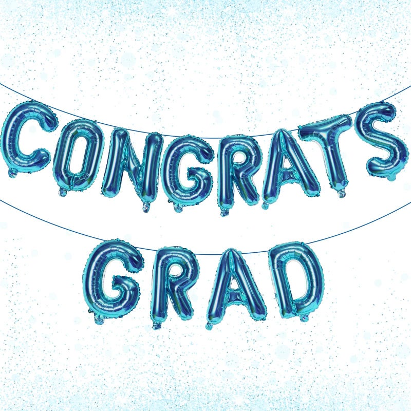 KALOR 16 Inch Dark Blue Congrats Grad Banner Balloons, Dark Blue Congrats Grad Letters Sign, Graduation Decorations 2025 for Congrats Grad Party Decorations 2025 - Image 1
